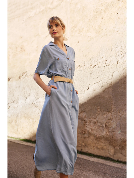 Moodo Rochie cămașă albastră pentru femei Moodo