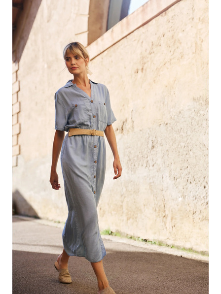 Moodo Rochie cămașă albastră pentru femei Moodo