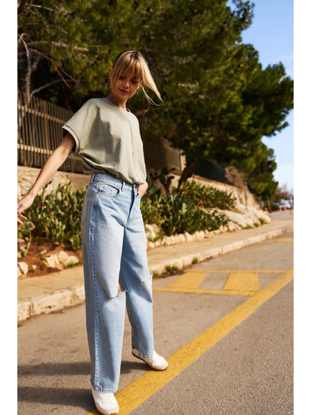 Moodo Tricou lejer kaki pentru femei Moodo