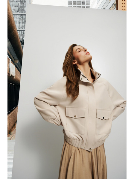 Moodo Jachetă bej deschis pentru femei