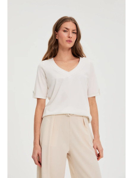 Moodo Bluză cu decolteu în V albă Moodo