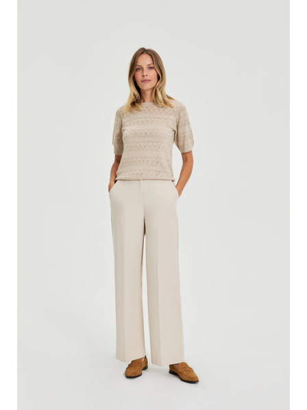 Moodo Pantaloni bej cu pliuri Moodo