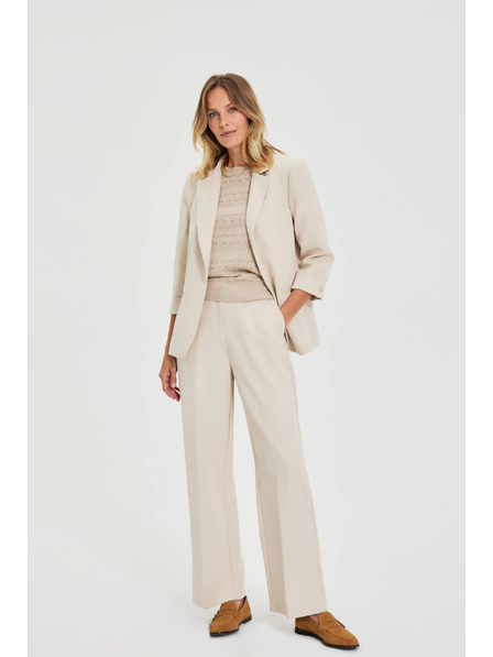 Moodo Pantaloni bej cu pliuri Moodo