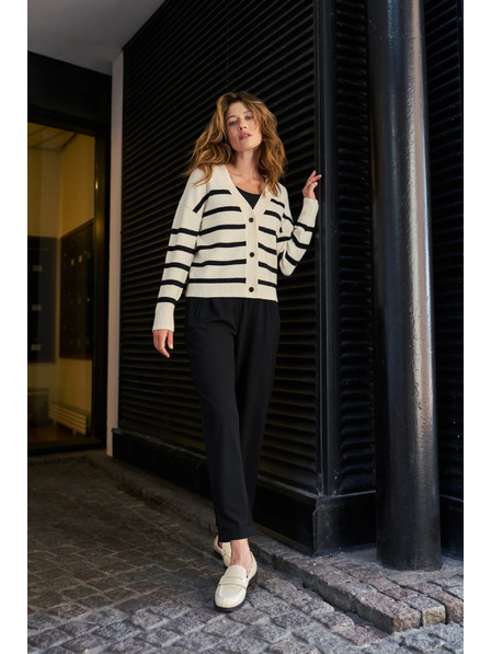 Moodo Cardigan în dungi ecru Moodo