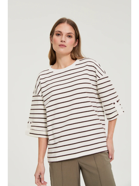 Moodo Hanorac în dungi alb Moodo