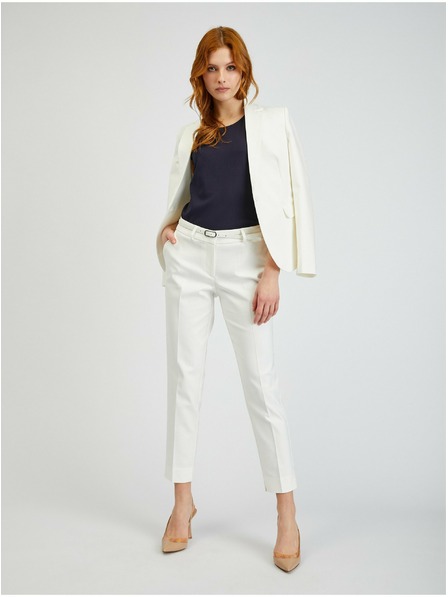 Orsay Pantaloni de damă albi cu curea ORSAY