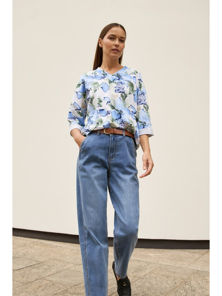 Moodo Bluză cu flori albastră Moodo