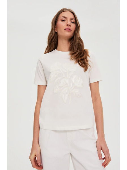 Moodo Bluză cu aplicație albă Moodo