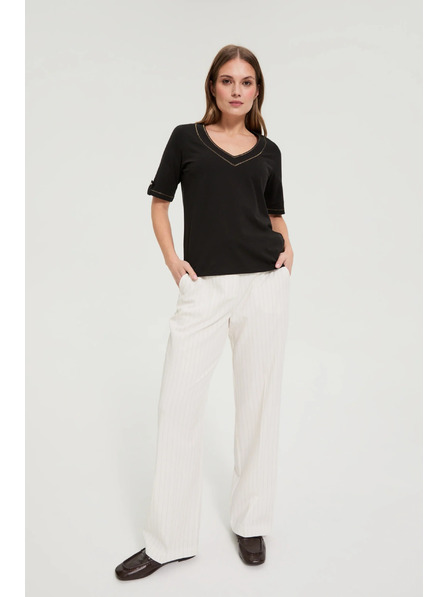 Moodo Bluză cu decolteu în "V" neagră Moodo