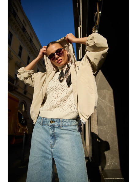 Moodo Jachetă subțire cu glugă bej Moodo