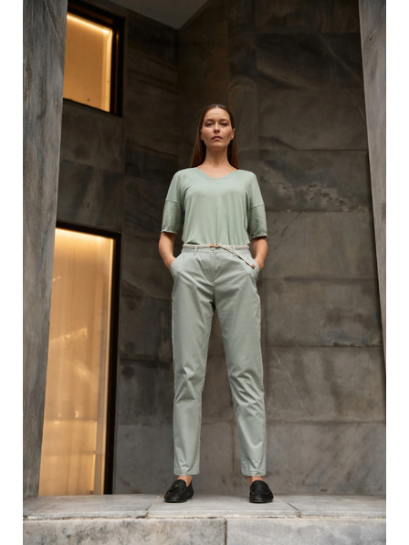 Moodo Pantaloni din bumbac olive Moodo