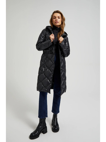 Moodo Jachetă matlasată cu cordon de strângere neagră Moodo