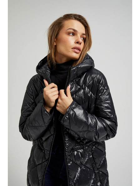 Moodo Jachetă matlasată cu cordon de strângere neagră Moodo