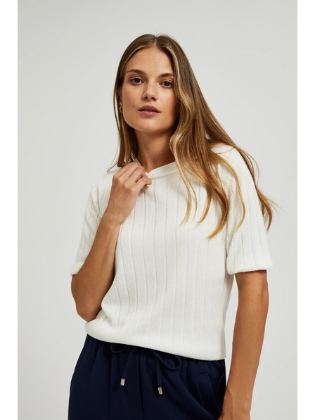 Moodo Pulover din viscoză cu fir metalic alb Moodo