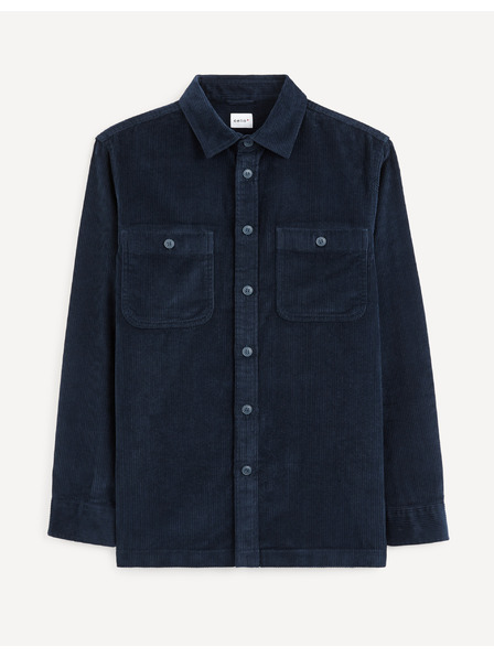 Celio Cămașă din catifea albastru închis Celio Vavelour