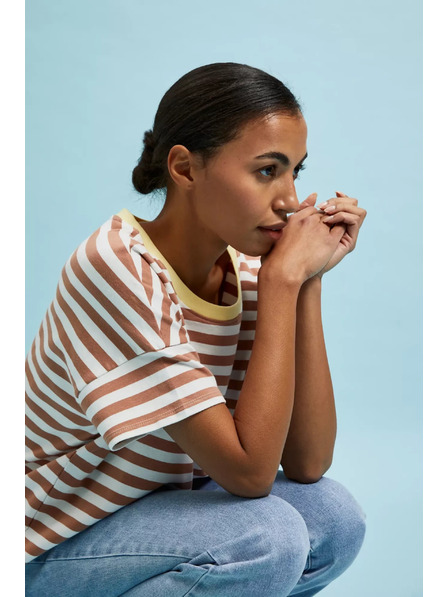 Moodo Bluză cu dungi maro Moodo