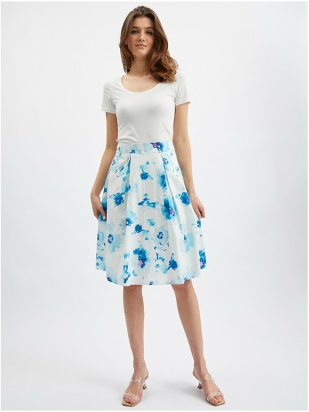Orsay Fustă cu model floral albastru și albă pentru femei ORSAY