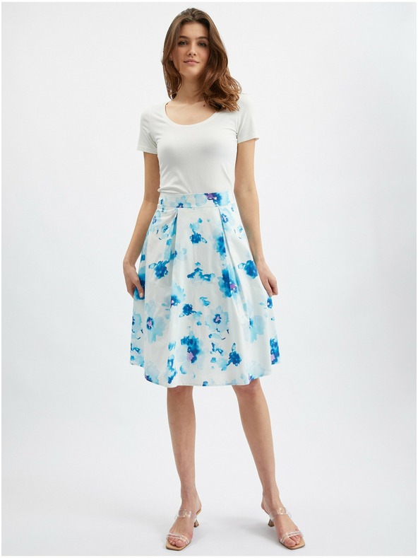 Orsay Fustă cu model floral albastru și albă pentru femei ORSAY