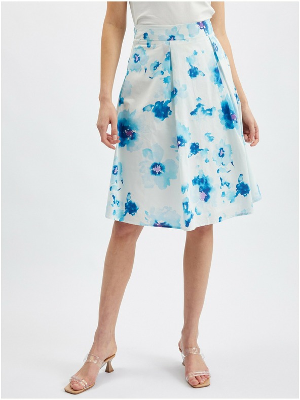 Orsay Fustă cu model floral albastru și albă pentru femei ORSAY