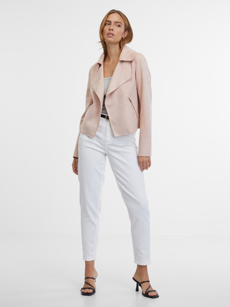 Orsay Jachetă roz deschis pentru femei din piele de căprioară ORSAY