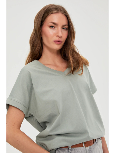 Moodo Tricou cu decolteu verde maslin Moodo
