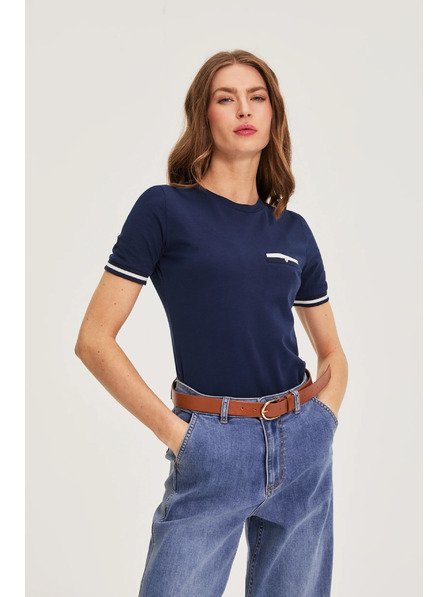 Moodo Tricou din bumbac albastru închis Moodo