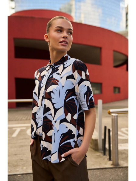 Moodo Cămașă cu model albastru închis Moodo