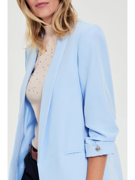 Moodo Blazer cu mâneci șifonare albastru deschis Moodo