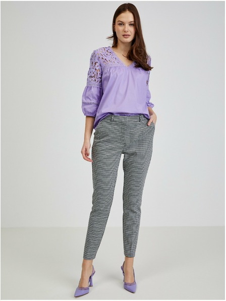 Orsay Pantaloni cu model alb și negru pentru femei ORSAY