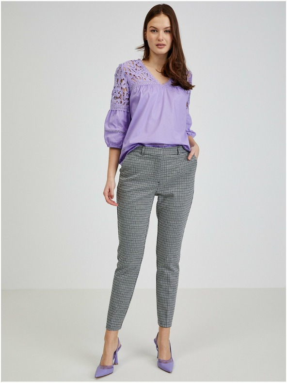 Orsay Pantaloni cu model alb și negru pentru femei ORSAY