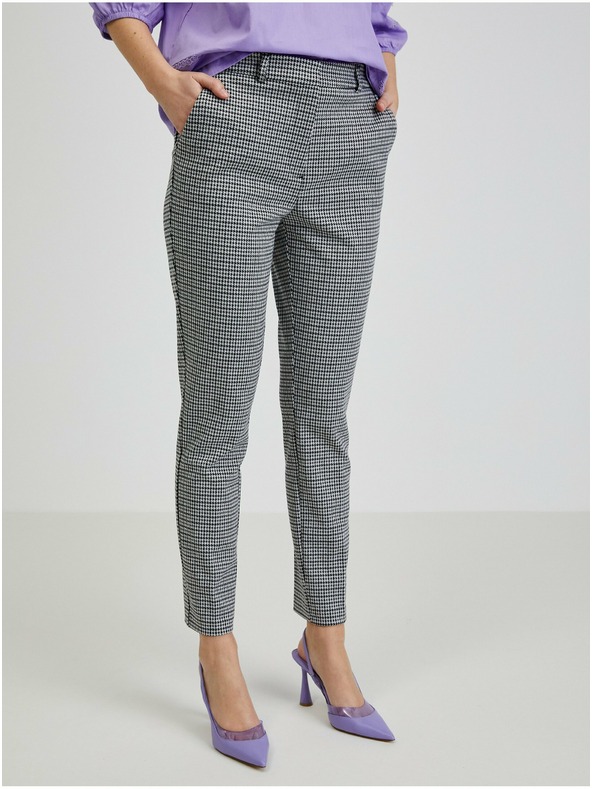 Orsay Pantaloni cu model alb și negru pentru femei ORSAY