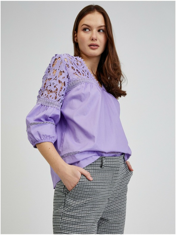 Orsay Pantaloni cu model alb și negru pentru femei ORSAY