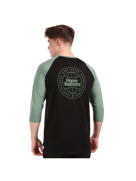 Horsefeathers Tricou Global Raglan - black/iceberg green