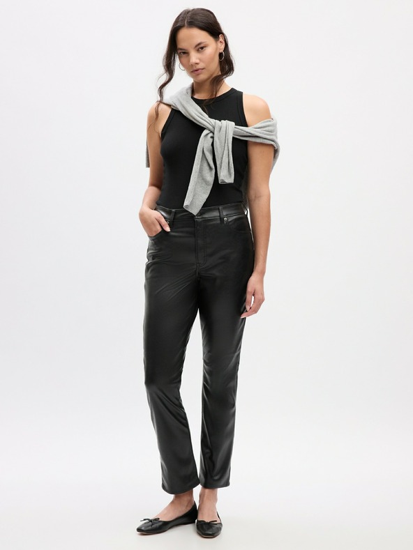 GAP Pantaloni High Rise din piele ecologică GAP