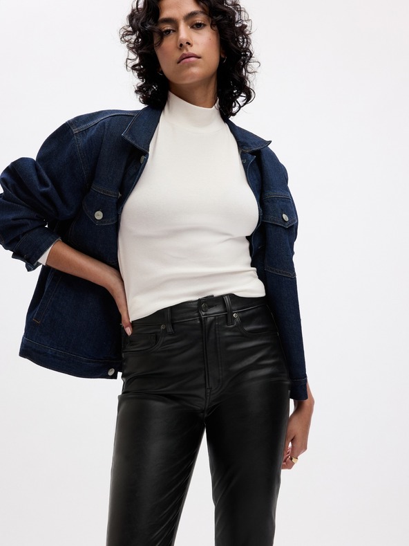 GAP Pantaloni High Rise din piele ecologică GAP