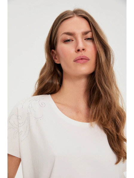 Moodo Bluză cu aplicație decorativă albă Moodo