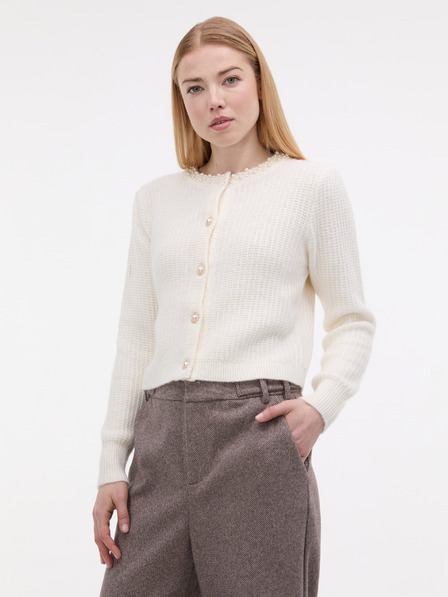 Orsay Cardigan crem pentru femei cu aplicație ORSAY