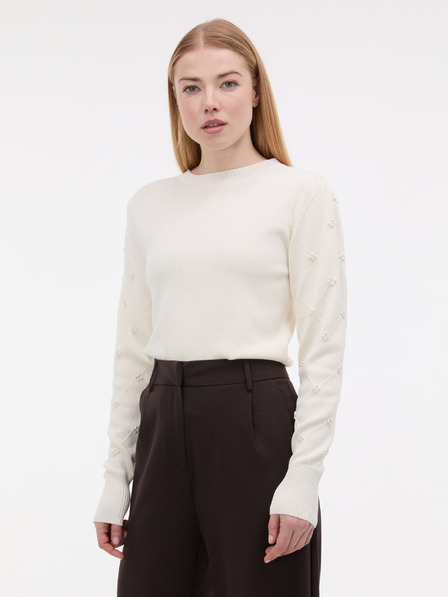Orsay Pulover crem pentru femei cu aplicație ORSAY
