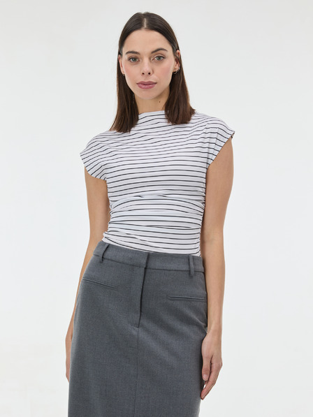 Orsay Tricou alb cu dungi pentru femei cu mânecă scurtă ORSAY