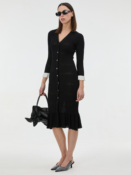 Orsay Rochie midi neagră tricotată pentru femei ORSAY