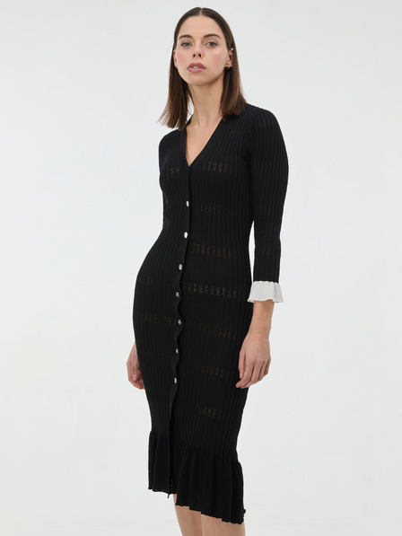 Orsay Rochie midi neagră tricotată pentru femei ORSAY