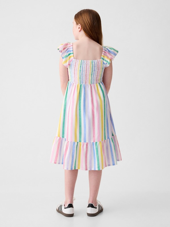 GAP Rochie midi pentru copii în dungi din amestec de in GAP