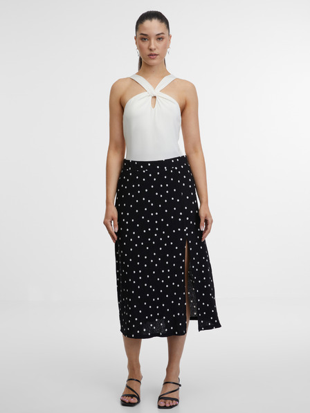 Orsay Fustă neagră cu buline pentru femei ORSAY