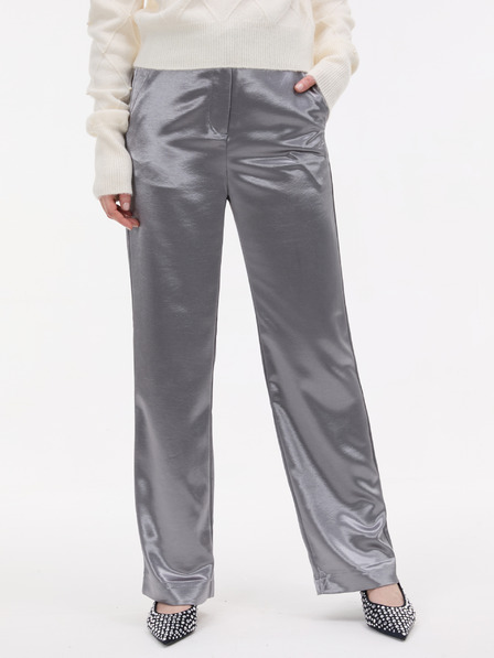 Orsay Pantaloni de damă argintii din satin ORSAY
