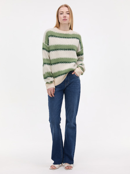 Orsay Pulover verde cu dungi pentru femei ORSAY