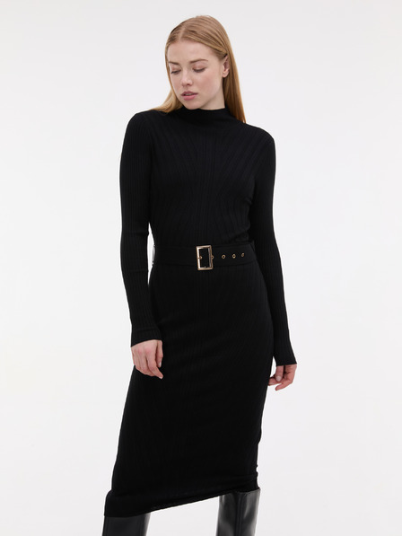 Orsay Rochie midi neagră pentru femei cu curea ORSAY