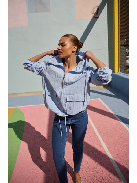 Moodo Jachetă cu glugă albastru deschis Moodo