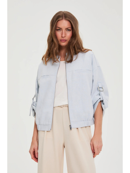 Moodo Jachetă cu mâneci răsucite albastru deschis Moodo