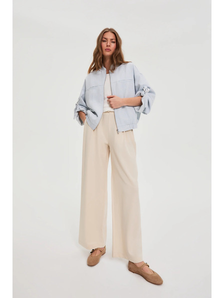 Moodo Jachetă cu mâneci răsucite albastru deschis Moodo