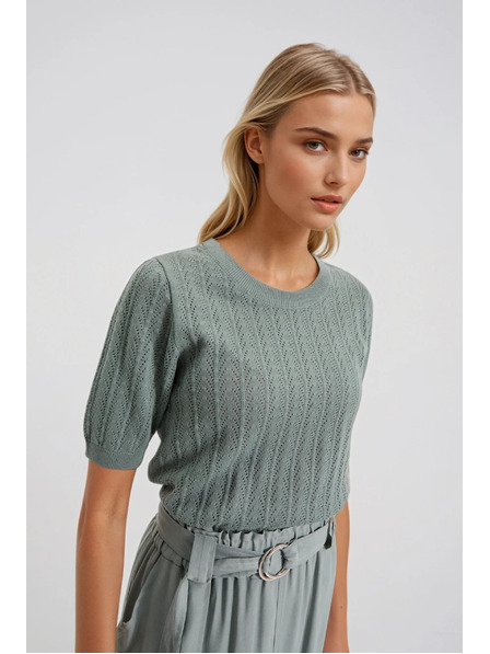 Moodo Pulover măsliniu cu mânecă scurtă Moodo